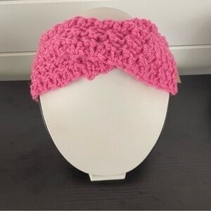 2/$49 Handmade Pink Twist Ear Warmer 19" Fall Winter Headband Bold Crochet Gift